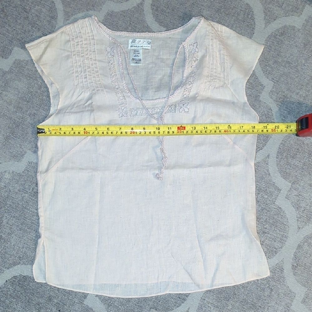 Max Studios (Anthropologie) Light Pink Linen Top Medium